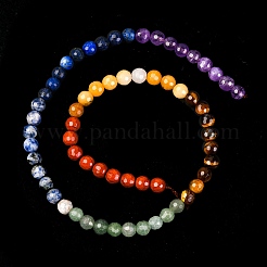 Chakra Theme Natural Red Rainbow Jasper & Yellow Aventurine & Tiger Eye & Green Aventurine & Blue Spot Stone & Lapis Lazuli & Amethyst Beads Strands&nbsp;G-F668-14-6mm