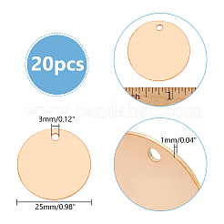 銅板20枚  銅ディスク  フラットラウンド  桃パフ  25x1mm  穴：3mm&nbsp;KK-WR0001-24B