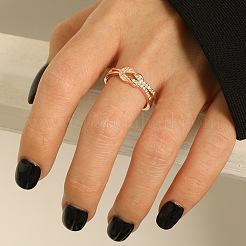 Knot 925 Sterling Silver Micro Pave Clear Cubic Zirconia Finger Rings for Women&nbsp;FS-WG39CEA-14
