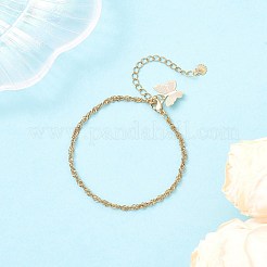 6個 6スタイル 海をテーマにした304ステンレススチールチェーンブレスレットセット チャーム付き 女性用  ゴールドカラー  7~7-1/2インチ（17.8~19.1cm）  1個/スタイル&nbsp;BJEW-JB12448