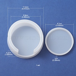 DIYシリコンモールド  レジン型  収納ボックスと蓋の型  フラットラウンド  ホワイト  87~112x10~42mm  内径：88mm&nbsp;SIMO-FS0001-01