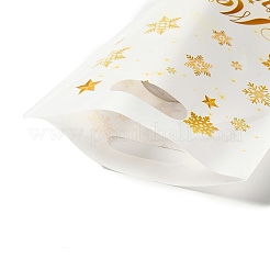 50Pcs Merry Christmas Snowflake Printed Transparent OPP Cellophane Packaging Bags with Die Cut Hole Handles&nbsp;ABAG-C013-02