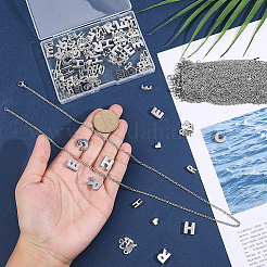 DIYネックレスキット  合金ペンダントとスライドチャームを含む  CCBプラスチックビーズ  304ステンレススチールアズキチェーンネックレス  ミックスカラー  23.6インチ（600mm）&nbsp;DIY-PH0035-30