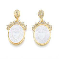 Brass Micro Pave Clear Cubic Zirconia Pendants&nbsp;KK-N227-133