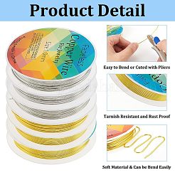 6 Rolls 6 Style Round Copper Jewelry Wire&nbsp;CWIR-FG0001-01A