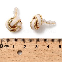 Brass Enamel Stud Earrings&nbsp;EJEW-P308-03G