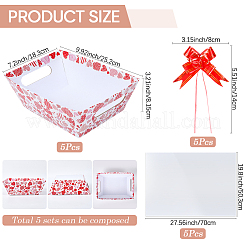 ハートの厚紙ギフトバスケットキット  プラスチックかごバッグとプルリボン付き  ピンク  25.2x18.3x8.15cm&nbsp;CON-WH20013-01A-03