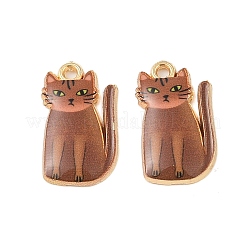 ラックメッキ合金ペンダント  エナメル  ゴールドカラー  猫のチャーム  ミックスカラー  20x11.5x2.5mm  穴：1.5mm&nbsp;FIND-C059-03G