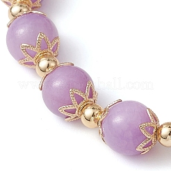 8.5mm Round Dyed Natural Yellow Jade & Brass Beaded Stretch Bracelets for Women&nbsp;BJEW-JB10716