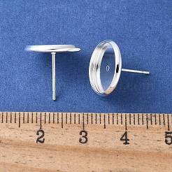 真鍮の耳のスタッドのセッティング  銀色のメッキ  トレイ：12mm  12mm  ピン：0.7mm&nbsp;IFIN-Q005-S