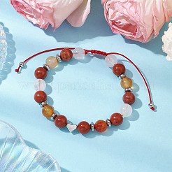 女性用宝石編みビーズブレスレット  真鍮のビーズで  ラウンド  内径：1-7/8~3-1/8インチ（4.7~8cm）&nbsp;BJEW-JB11141