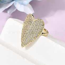Brass Micro Pave Cubic Zirconia Cuff Open Rings for Women&nbsp;RJEW-K264-11G