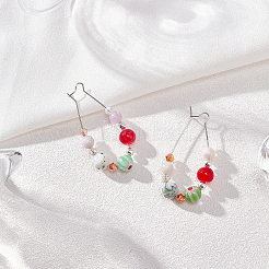 Brass Hoop Earrings Findings Kidney Ear Wires&nbsp;KK-FH0001-45-NR