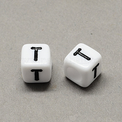 Large Hole Acrylic Letter European Beads&nbsp;SACR-Q103-6mm-01T