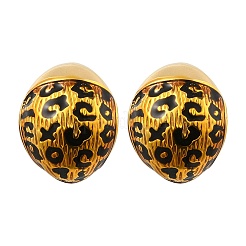 Leopard Print Brass Enamel Stud Earrings for Women&nbsp;EJEW-U055-12B-G