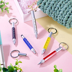 5Pcs 5 Colors Aluminum Practical 6-in-1 Keychain Pen&nbsp;AJEW-TA0002-13A