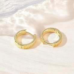 真鍮製フープピアス  ラウンド  カドミウムフリー＆鉛フリー  ラックめっき  長持ちメッキ  18KGP本金メッキ  15x15.5x4mm&nbsp;KK-CBA30C7-17G