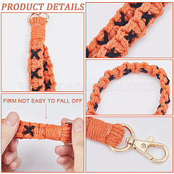 Cotton Handmade Braided Wrist Lanyard Pendant Decorations&nbsp;KEYC-WH0007-001B