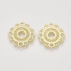 合金フィリグリー透かしコネクター  花  ライトゴールド  21x21x1.5mm  穴：2.5mm&nbsp;X-PALLOY-S121-233