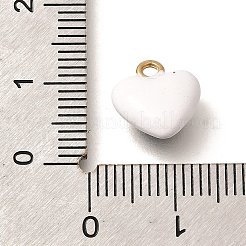 真鍮製エナメルチャーム  18KGP本金メッキ  ラックめっき  鉛フリー＆カドミウムフリー  ハートチャーム  ホワイト  12.5x10.5x5.5mm  穴：1.6mm&nbsp;KK-R212-19G-03