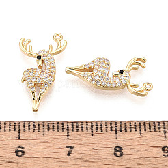 真鍮マイクロパヴェクリアキュービックジルコニアペンダント  鹿  ニッケルフリー  18KGP本金メッキ  19x9~10x3mm  穴：0.8mm&nbsp;KK-T077-43G