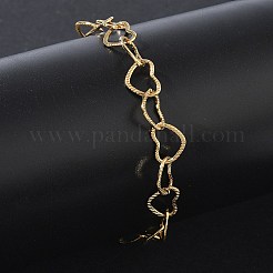 304 Stainless Steel Heart Link Chain Bracelets&nbsp;SA-CBA2696-16G