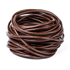 革のビーズコード  牛革  DIYのネックレス作り材料  サドルブラウン  3mm&nbsp;X-WL-A002-12