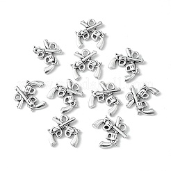 亜鉛合金のネックレスのペンダント  クロスピストル  ダブル銃のアクセサリーのチャーム  鉛フリー及びカドミウムフリー  アンティークシルバー  約16mm長  16 mm幅  厚さ3mm  穴：2mm&nbsp;EA9074Y