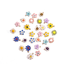 合金エナメルチャーム  花  ライトゴールド  ミックスカラー  30個/箱&nbsp;FIND-SC0001-14