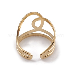Ion Plating(IP) 304 Stainless Steel Wire Knot Open Cuff Rings for Women&nbsp;RJEW-G285-52G