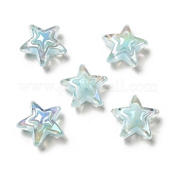 UVメッキレインボー虹色透明アクリルビーズ  ツートン  スター  ミックスカラー  15.5~16x16.5x9.5mm  穴：2.6mm&nbsp;X-OACR-C007-06