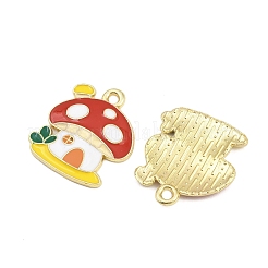 感謝祭のテーマの合金エナメルペンダント  カドミウムフリー＆鉛フリー  ライトゴールド  キノコ  19.5x17.5x2mm  穴：1.6mm&nbsp;FIND-I065-04C-G