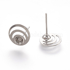 変色しにくい304ステンレススチール製イヤリング部品  フラットラウンド  ステンレス鋼色  13mm  フラットラウンド：9x2mm  トレイ：3mm  ピン：0.7mm&nbsp;STAS-G187-08P