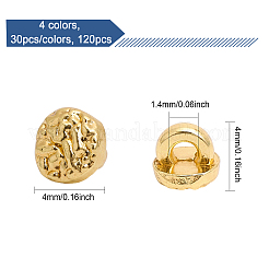 120色のミニ合金シャンクボタン4個  1穴  フラットラウンド  diyの人形の服  ミックスカラー  4x4mm  穴：1.4mm  30個/カラー&nbsp;FIND-CA0007-48