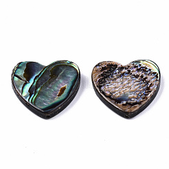 天然アワビシェル/パウアシェルビーズ  ハート  カラフル  20x20.5x3.5mm  穴：1mm&nbsp;SSHEL-T014-16D
