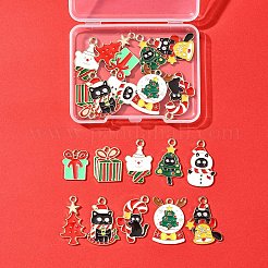 20Pcs 10 Styles Christmas Kitten Alloy Enamel Pendants&nbsp;ENAM-FS0002-14