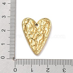 イオンプレーティング（IP）304ステンレスペンダント  テクスチャ  ハートチャーム  18KGP本金メッキ  26x19x2mm  穴：1.8mm&nbsp;STAS-M323-54G