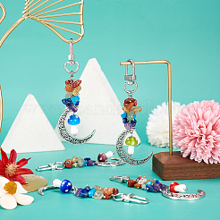 5Pcs 5 Colors Hollow Moon Alloy Pendant Decoraiton&nbsp;HJEW-TA0001-26