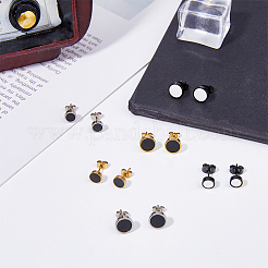 12Pcs 6 Colors 304 Stainless Steel Enamel Stud Earrings for Men Women&nbsp;EJEW-FI0002-94