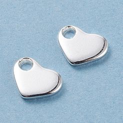 ステンレススチールチャーム201個  空白タグのスタンプ  ハート  銀  7~8x9~10x1.5mm  穴：2mm&nbsp;STAS-F192-057S
