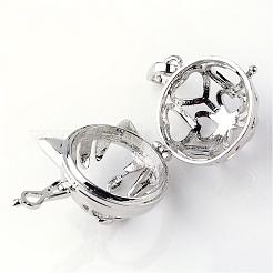 Rack Plating Brass Cage Hollow Kitten Pendants&nbsp;KK-S751-003P