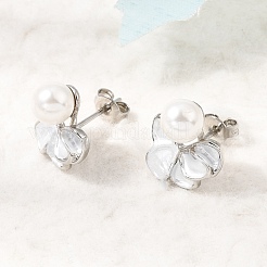 Brass Enamel Stud Earrings&nbsp;KK-CBAB173-02E-P