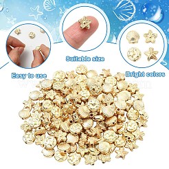 160個 4スタイル メッキ ABSプラスチックビーズ  混合形状  ライトゴールドメッキ  8.5~9x9x3.5~4mm  穴：1.5~1.8mm  40個/スタイル&nbsp;KY-YW0002-36