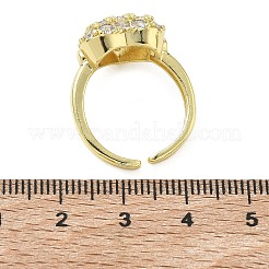 Brass Micro Pave Cubic Zirconia Cuff Open Rings&nbsp;RJEW-C163-03A-G