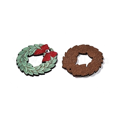 プリントポプラウッドペンダント  クリスマスシリーズ  クリスマスリース  40x38.5x4mm  穴：1.6mm&nbsp;FIND-N005-74S