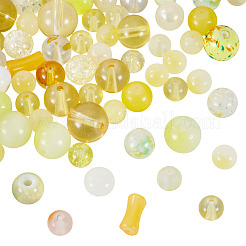 透明ガラスビーズ80g  混合図形  きいろ  5.5~16x6~11.5x6.5~10.5mm  穴：1.2~1.6mm&nbsp;DGLA-TA0001-47D