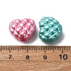 真珠色の不透明なアクリルビーズ  ワッフルビーズ  ハート  ミックスカラー  13.5x16x7.5mm  穴：2.2mm  約581個/500g&nbsp;OACR-G052-06