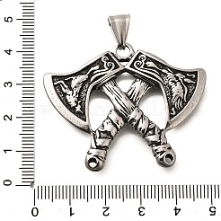 バイキング 304 ステンレススチールペンダント  ダブルアックスチャーム  アンティークシルバー  38.5x47.5x4.5mm  穴：9x4.5mm&nbsp;STAS-A109-03AS