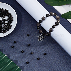 128Pcs 3 Size Natural Silver Obsidian Beads&nbsp;G-CA0001-36