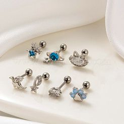 316lステンレススチールキュービックジルコニア軟骨イヤリング（女性用）  ローズゴールド  1＃  6mm  ピン：0.8mm&nbsp;WGF6ABA-08
